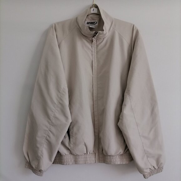 Roundtree & Yorke Sports Mens Ivory Full Zip Outwear Windbreaker Jacket Size L - Picture 1 of 6